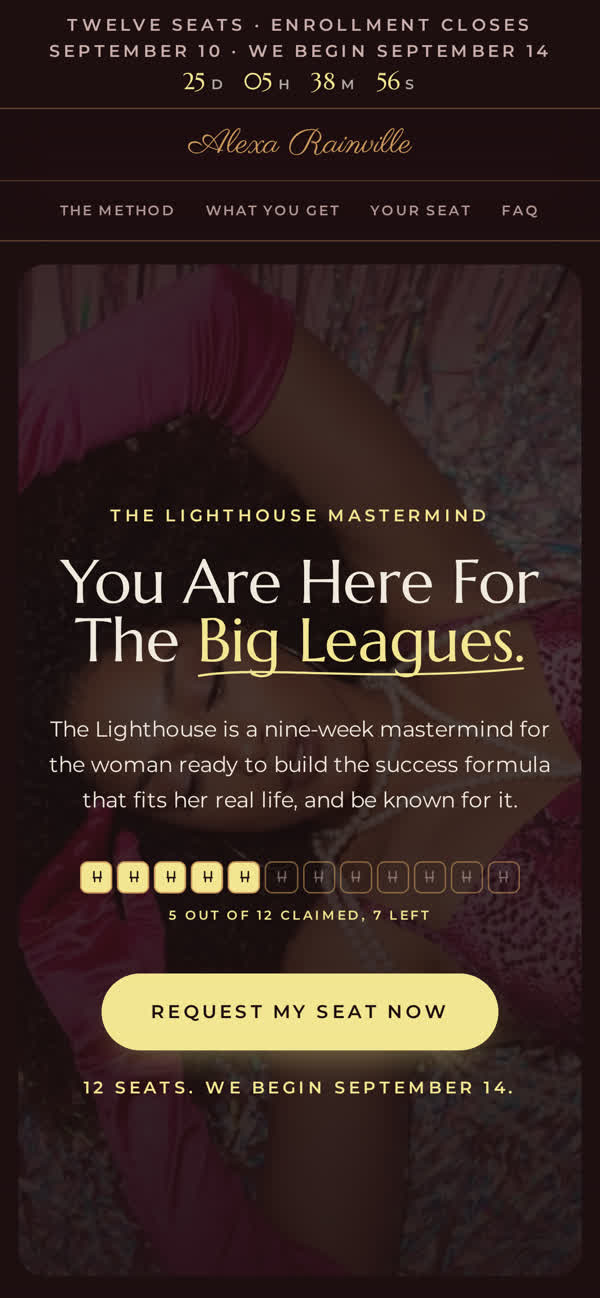The Lighthouse sales page shown on a phone screen